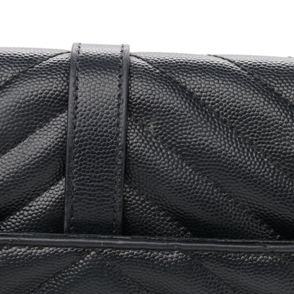 Saint Laurent Grain De Poudre Matelasse Chevron Medium Monogram Satchel Black 13 of 18