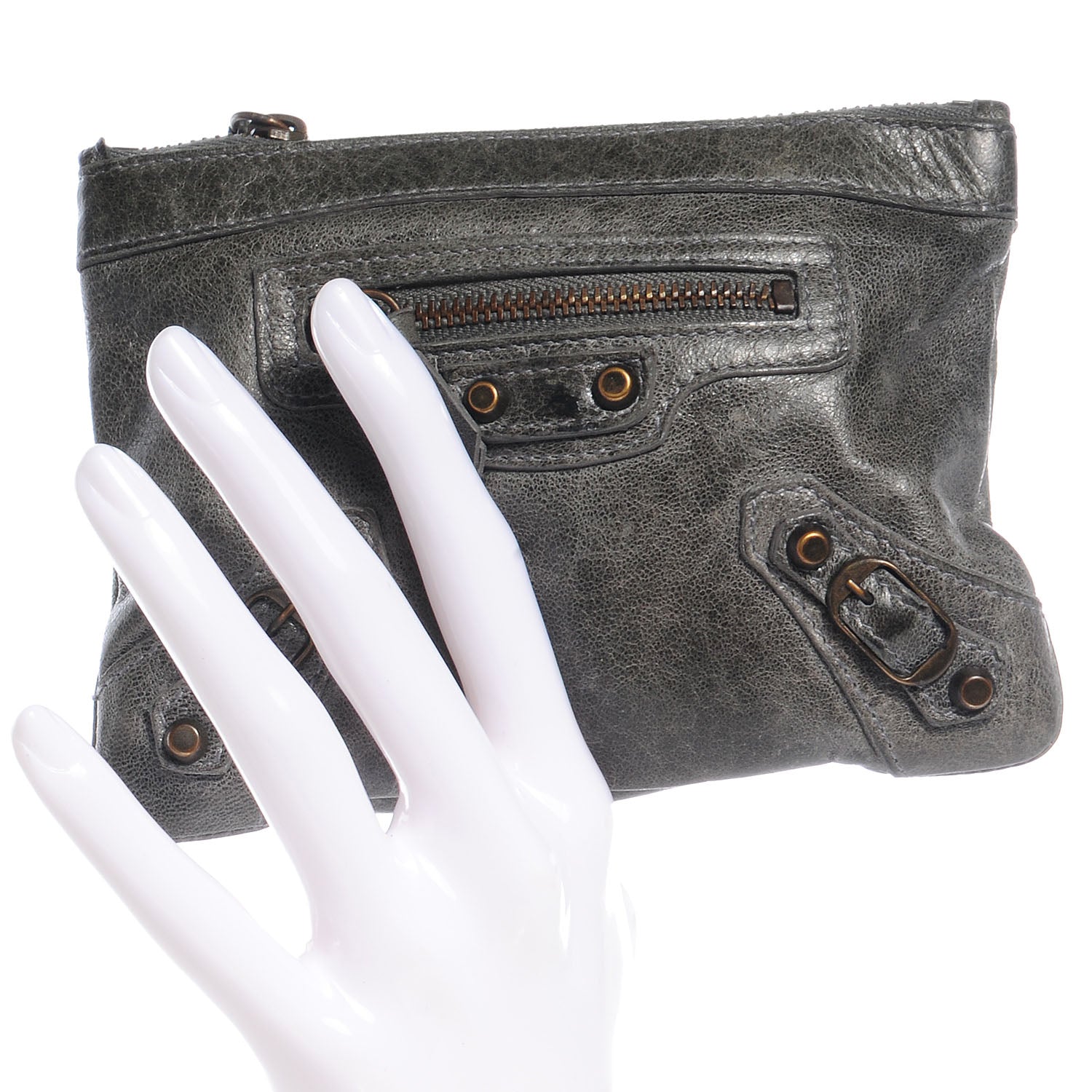 Balenciaga Chevre Porte-Monnaie Coin Purse Grey 2 of 10