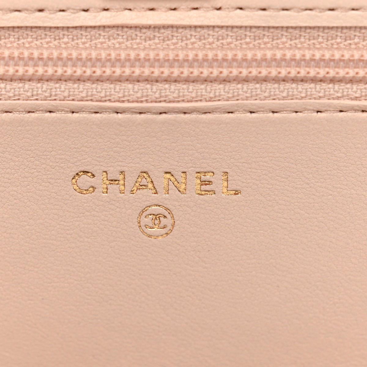 Chanel Lambskin Quilted CC Pearl Crush Wallet on Chain WOC Light Beige 6 of 13