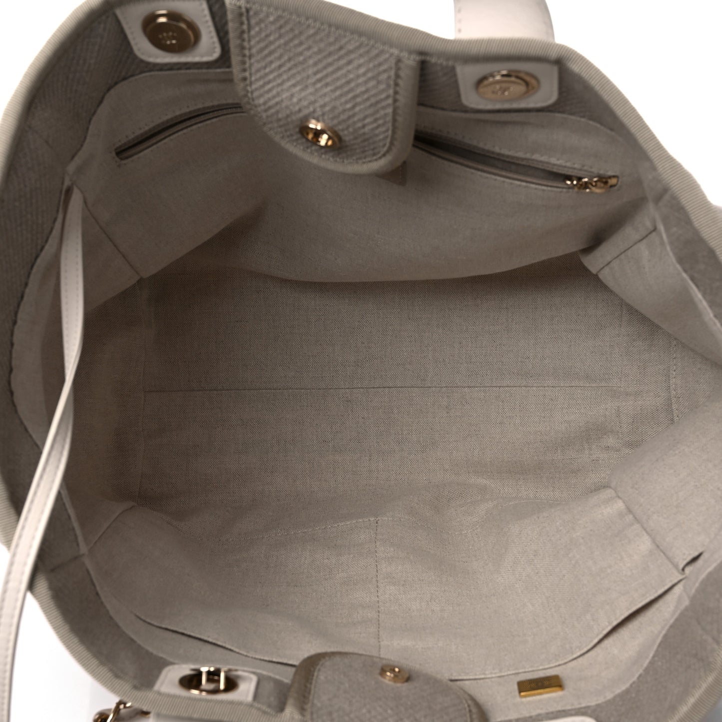 Mixed Fibers Calfskin Medium Deauville Tote Beige