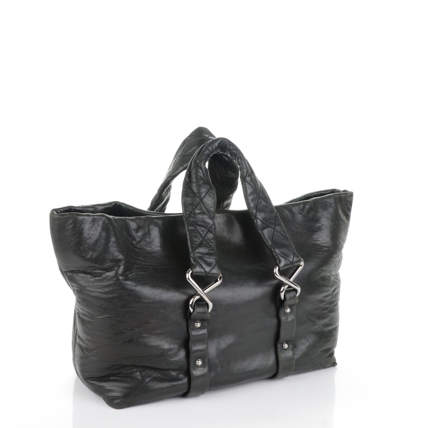 Lambskin Quilted 8 Knots Tote Black