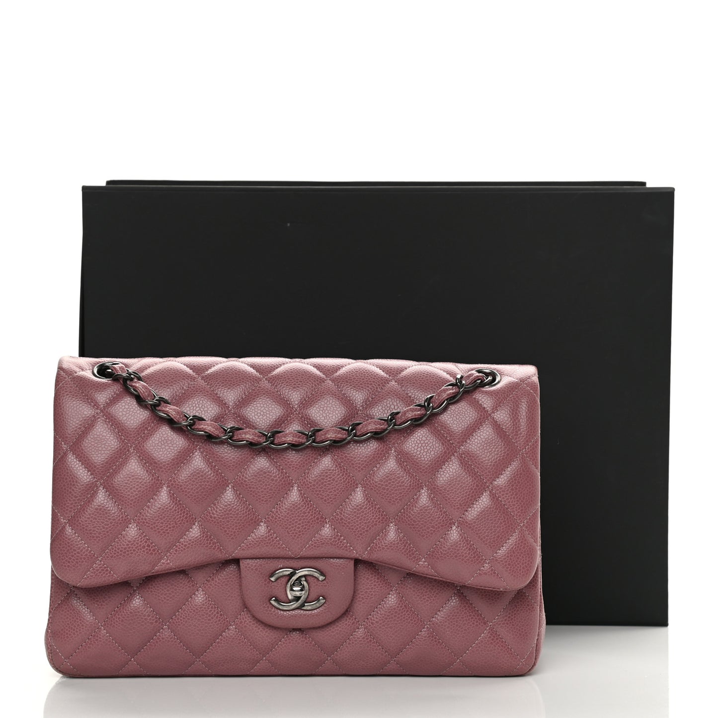 Caviar Quilted Jumbo Double Flap Light Purple