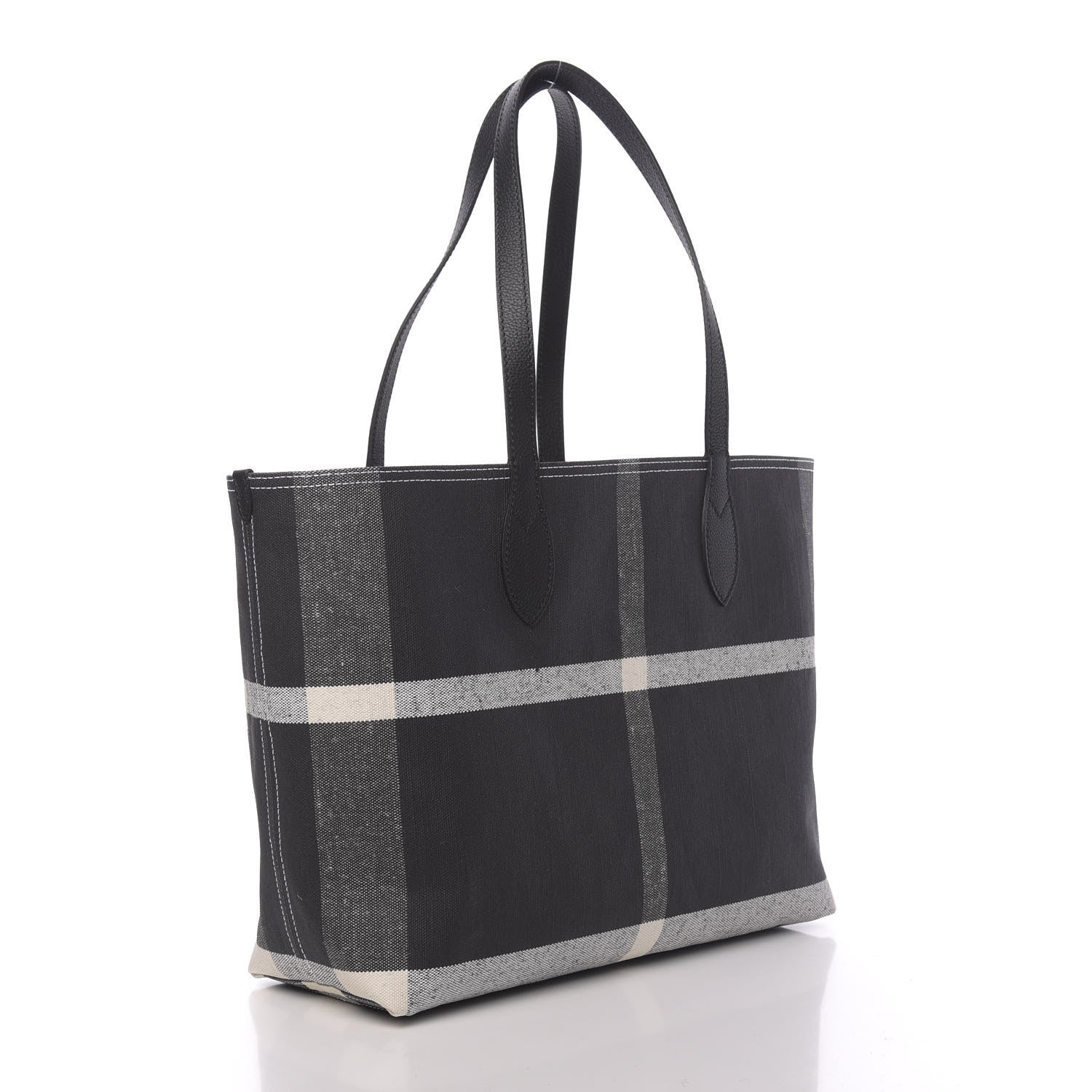 Burberry Coated Canvas Mega Check Medium Doodle Tote Black White 3 of 9