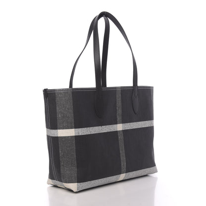 Burberry Coated Canvas Mega Check Medium Doodle Tote Black White 3 of 9