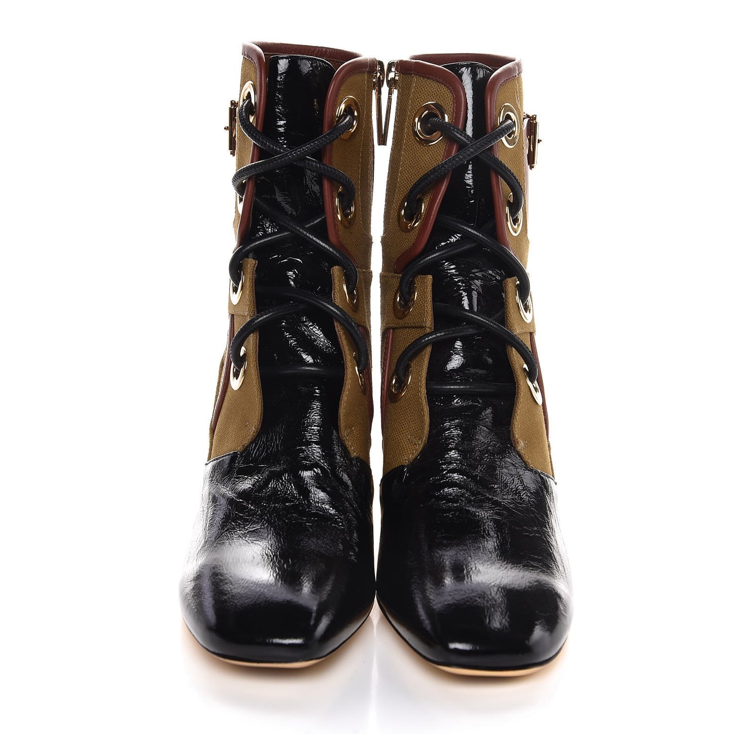 Canvas Glorious Lace Up Ankle Boots 38 Olive