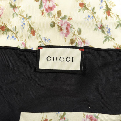 Gucci Silk Twill Gucci Rose Series Square Scarf Ivory Black 2 of 4