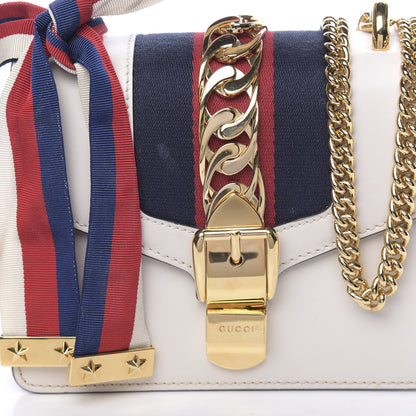 Gucci Calfskin Mini Sylvie Chain Shoulder Bag White 10 of 12