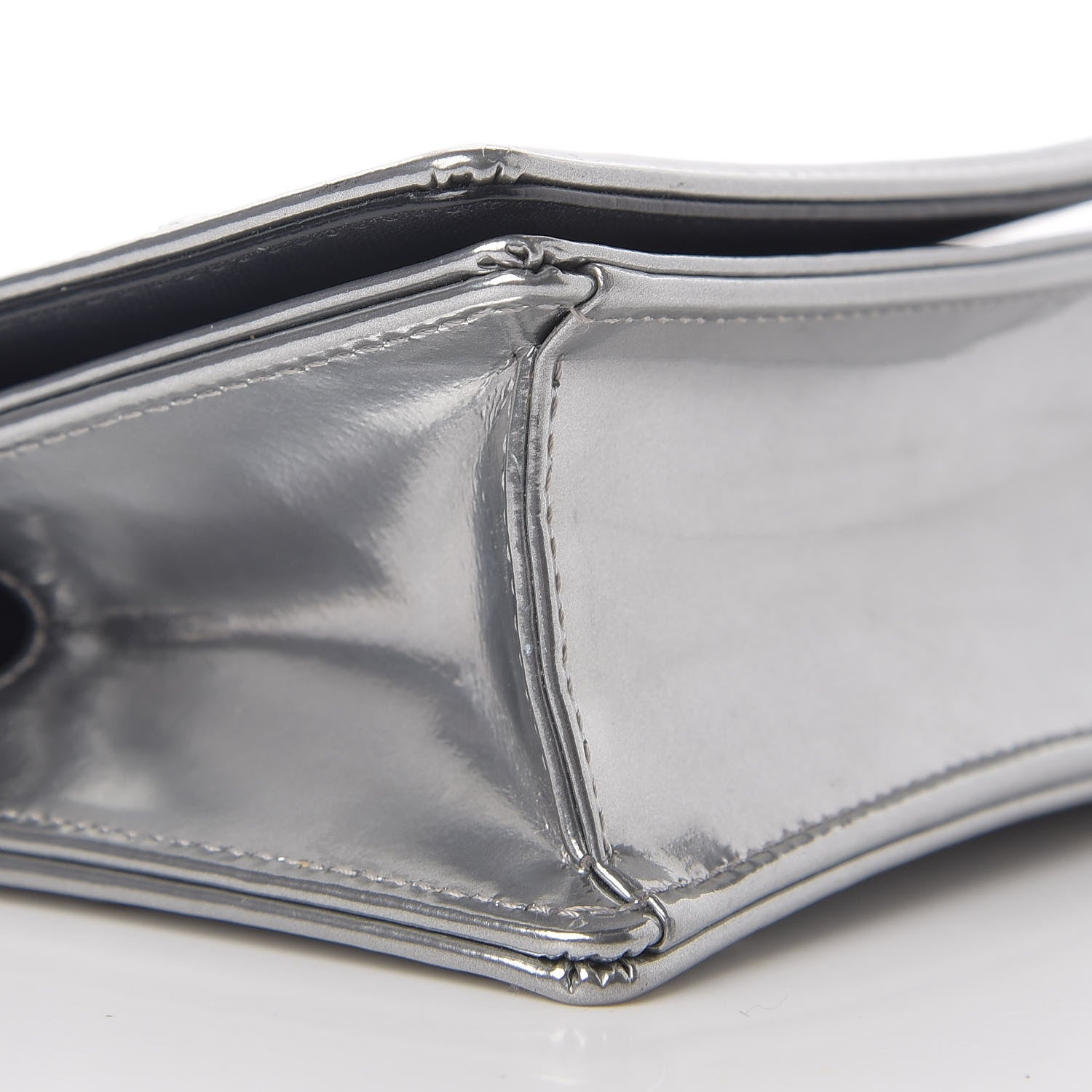 Christian Dior Metallic Patent Micro-Cannage Baby Diorama Flap Bag Silver 6 of 9