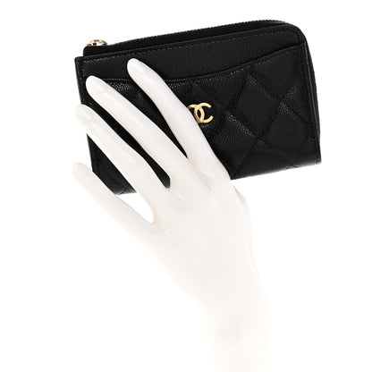 Chanel Caviar Quilted CC Zip Around Card Holder Black 2 of 8