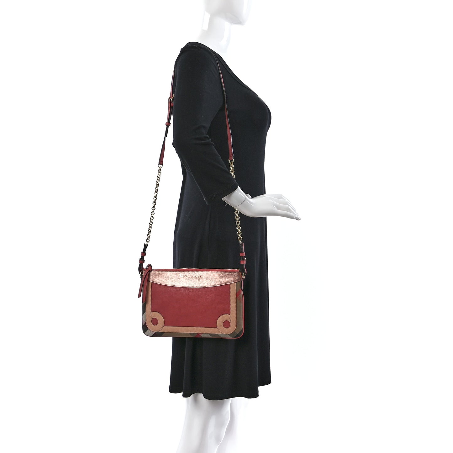 Metallic Derby House Check Peyton Crossbody Clutch Bag Blossom Pink
