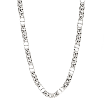 Christian Dior Brass CD Icon Thin Chain Link Necklace Silver 1 of 5