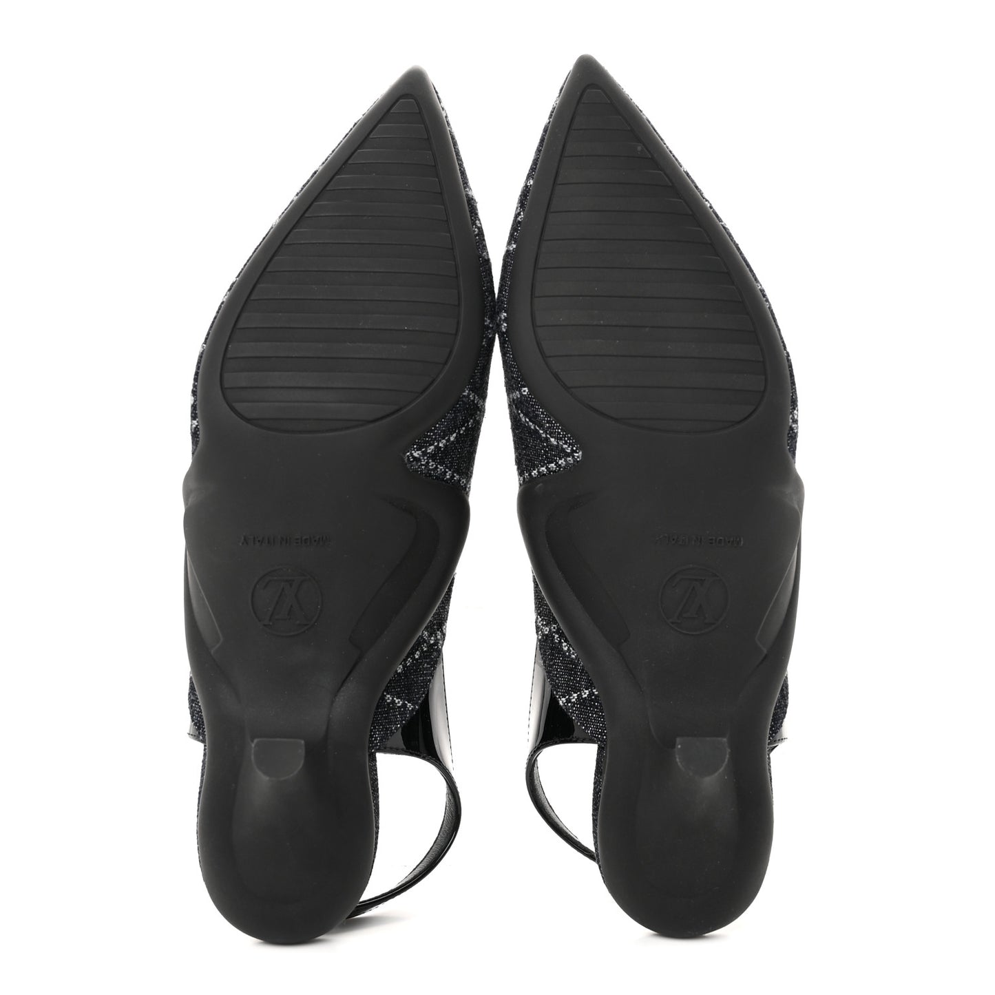 Denim Patent Archlight Low Heel Slingback Pumps 39 Black