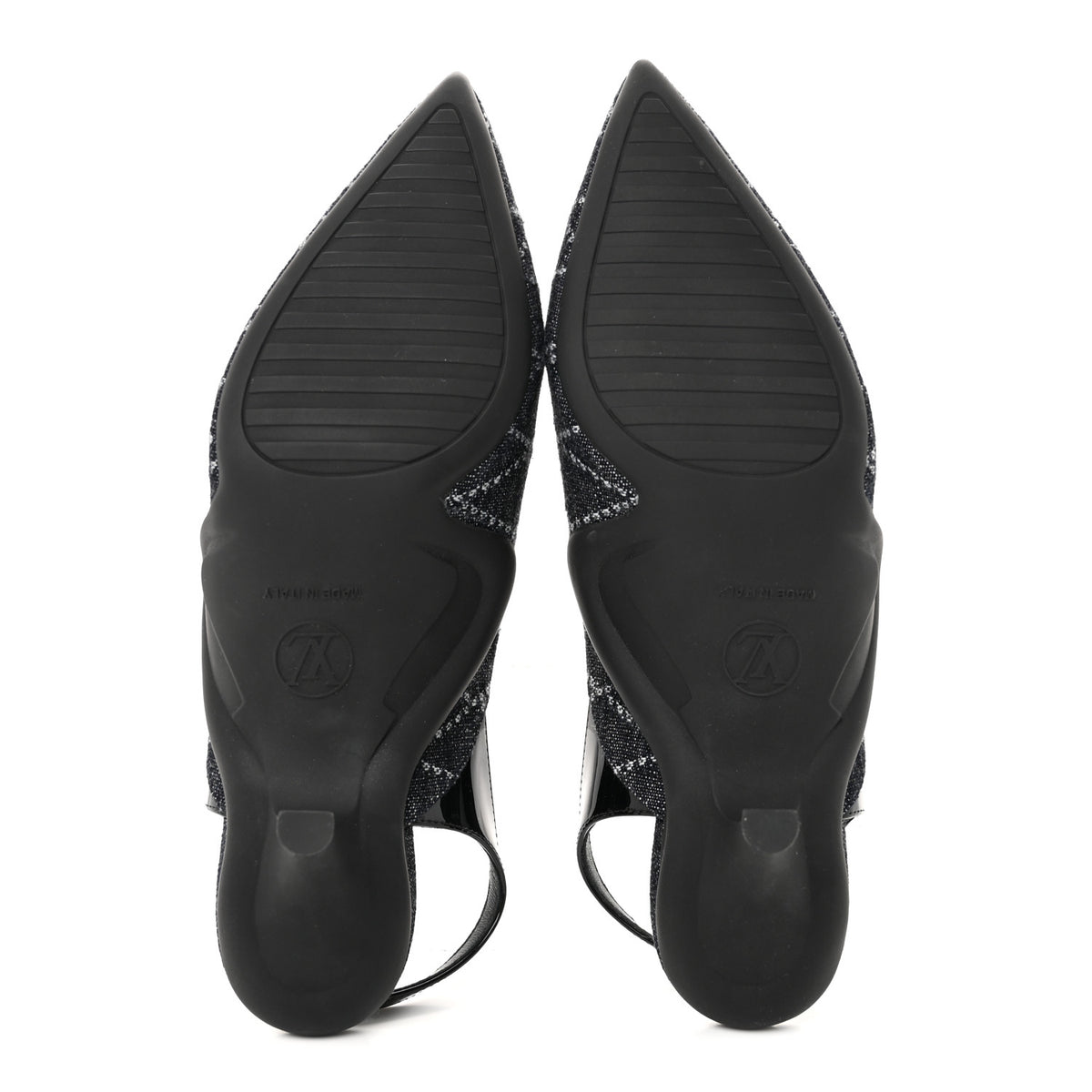 Louis Vuitton Denim Patent Archlight Low Heel Slingback Pumps 39 Black 6 of 10