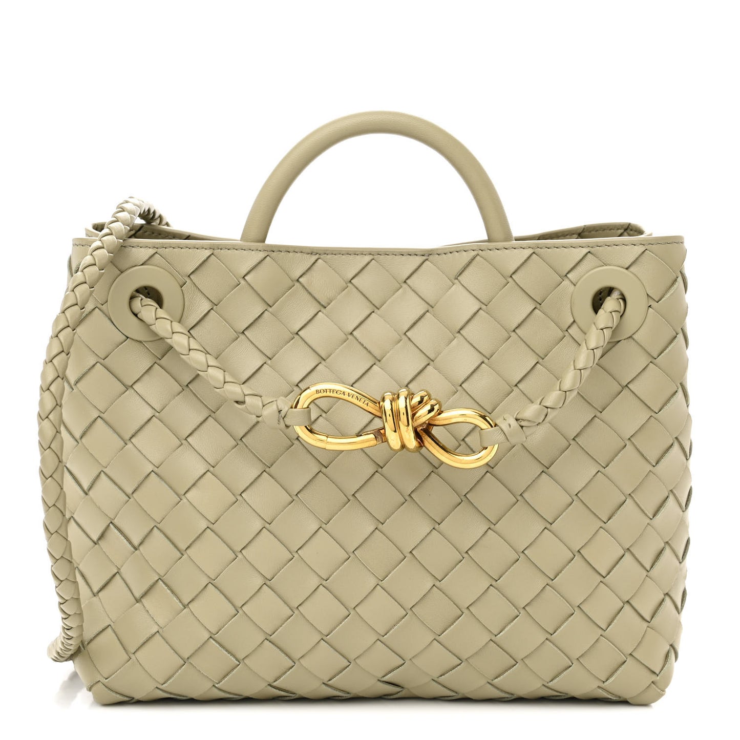 Nappa Intrecciato Small Andiamo Shoulder Bag Travertine