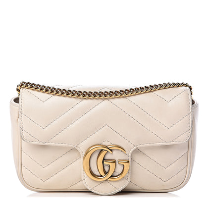Gucci Calfskin Matelasse Super Mini GG Marmont Shoulder Bag White 1 of 16