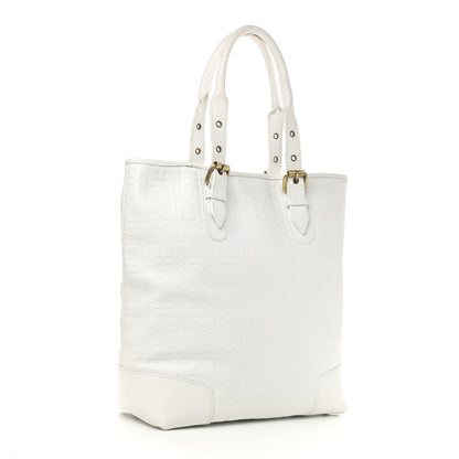 Burberry Signature Grain Calfskin Check Embossed Tote White 3 of 19