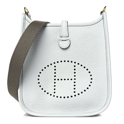 Hermes Taurillon Clemence Amazone Evelyne TPM Bleu Pale Etain 1 of 11