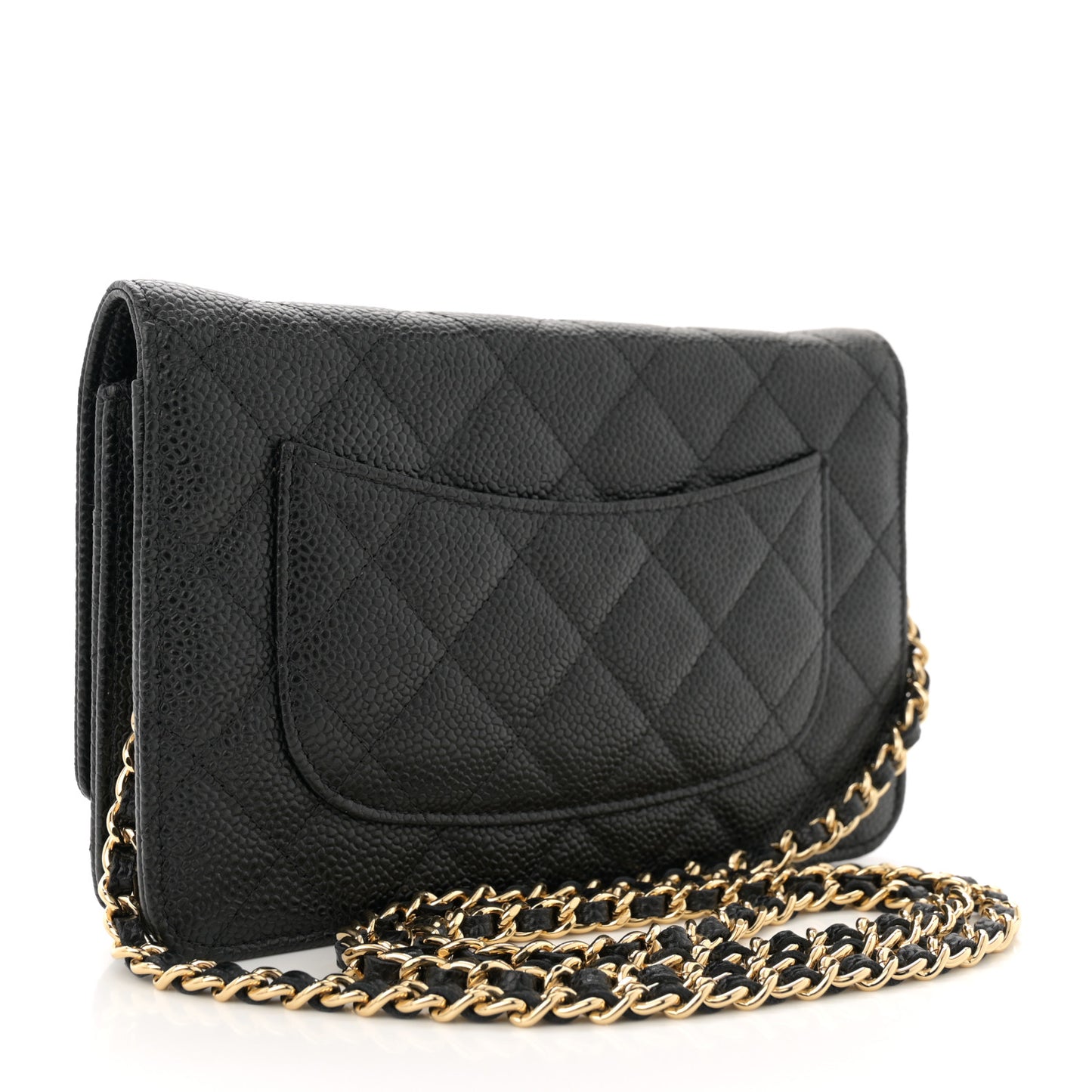 Caviar Quilted Wallet on Chain WOC Black