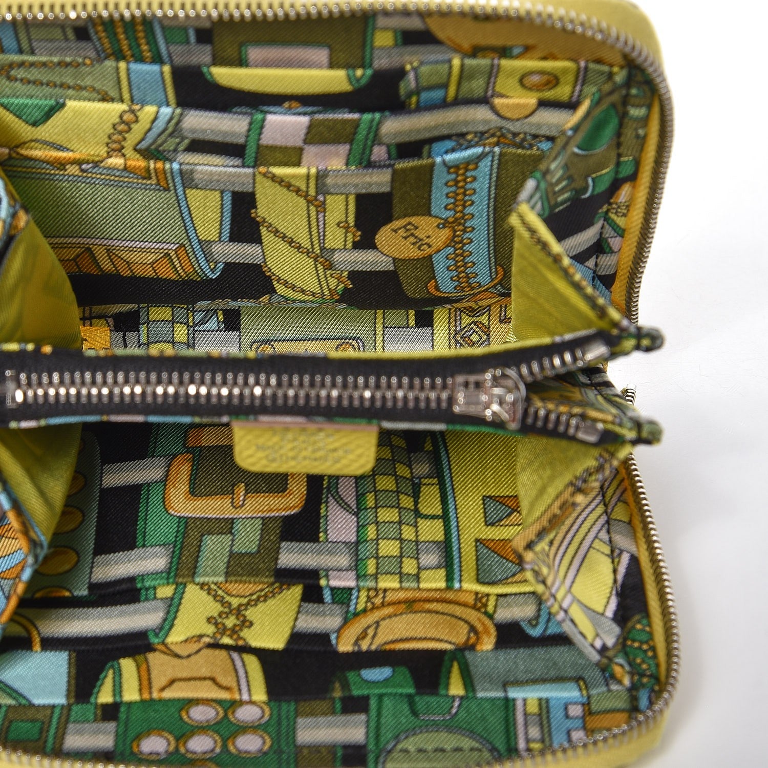 Hermes Epsom Silk'In Compact Wallet Lime Fauve Black 5 of 8