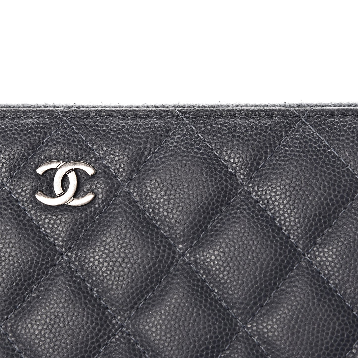 Caviar Quilted Large Gusset Zip Around Wallet Grey