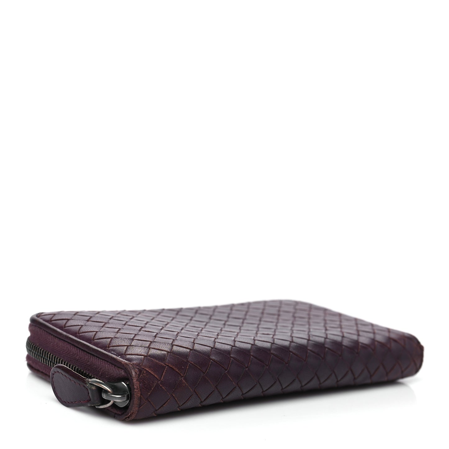 Nappa Intrecciato Zip Around Wallet Aubergine