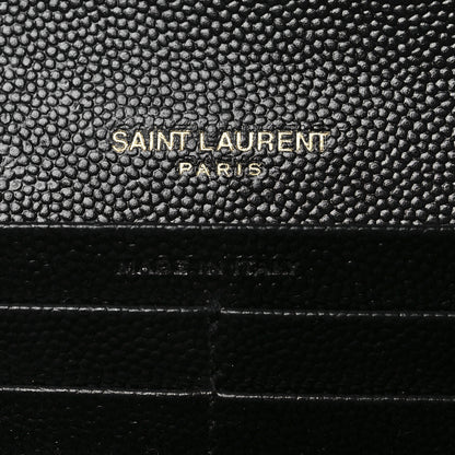 Saint Laurent Grain De Poudre Mixed Matelasse Triquilt Large Monogram Wallet Black 6 of 11