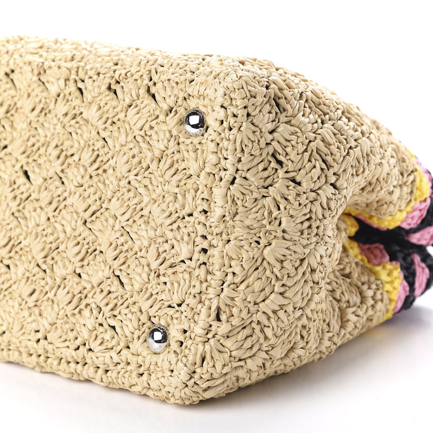 Raffia Crochet Colorblock Giardiniera Tote