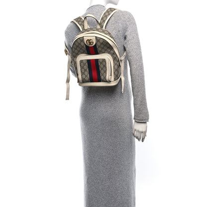 Gucci GG Supreme Monogram Textured Calfskin Web Small Ophidia Day Backpack Beige Ebony Mystic White 3 of 14