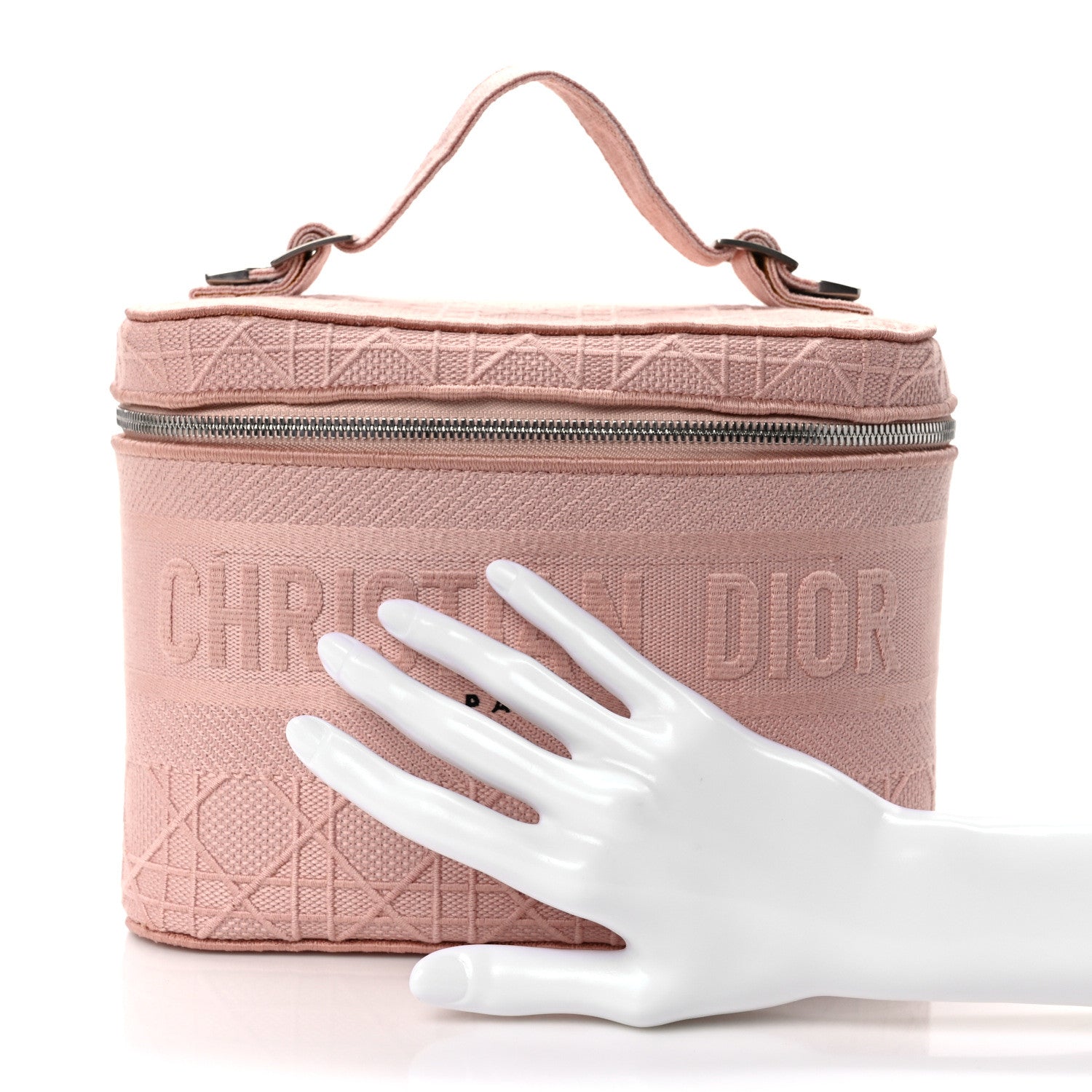 Christian Dior Canvas Embroidered Cannage Diortravel Vanity Case Bois de Rose 2 of 12