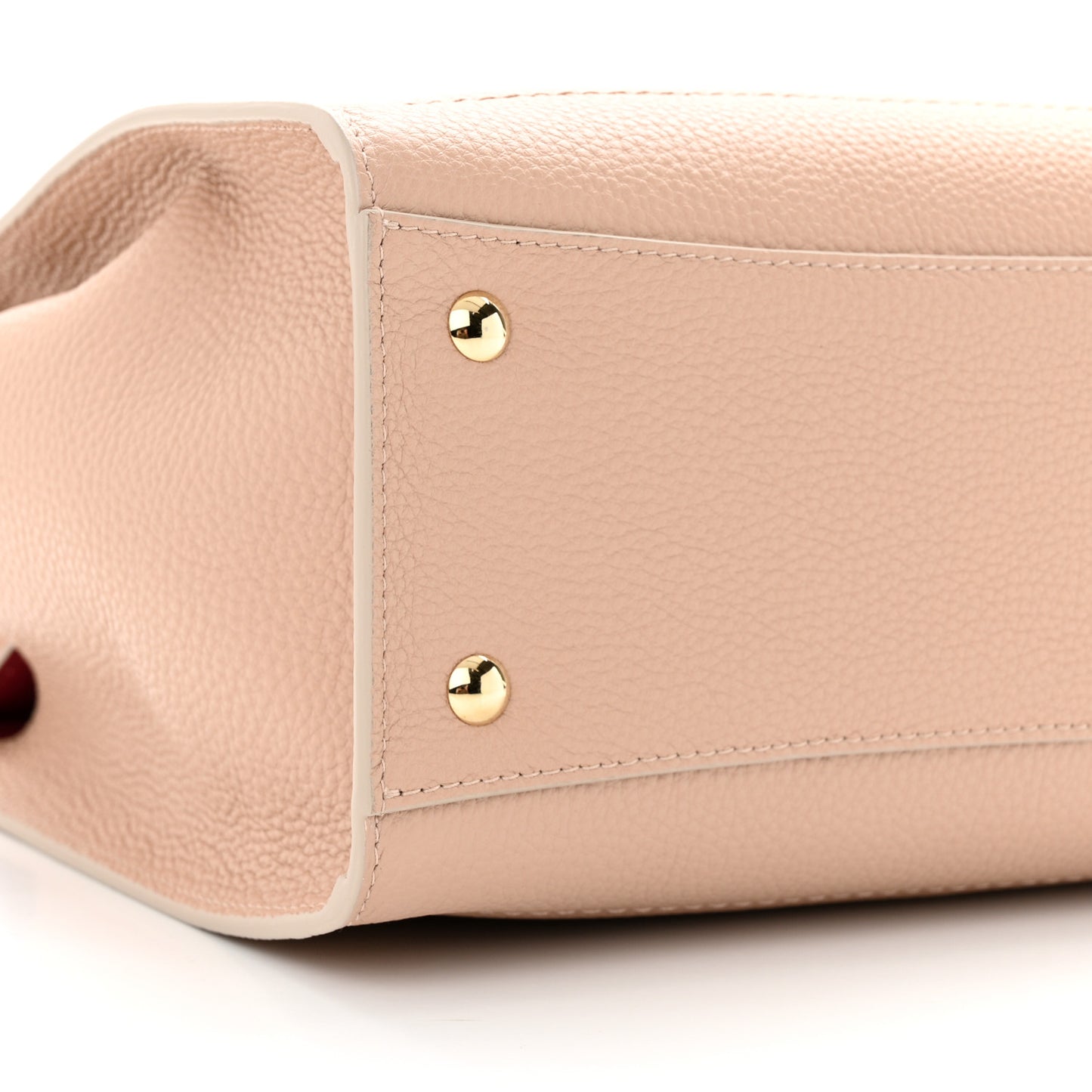 Grained Calfskin Double Handle Small Amy Tote Beige