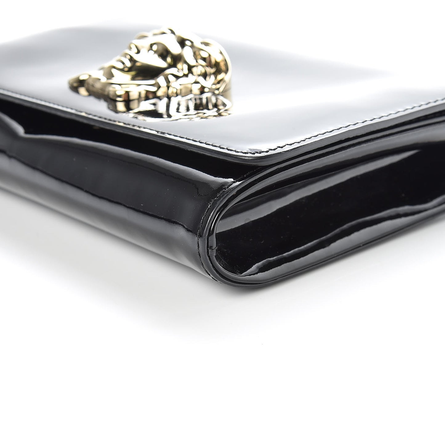Patent Palazzo Medusa Chain Evening Bag Black