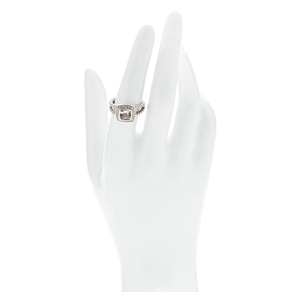 David Yurman Sterling Silver Diamond Morganite 7mm Petite Albion Ring 54 7 2 of 4
