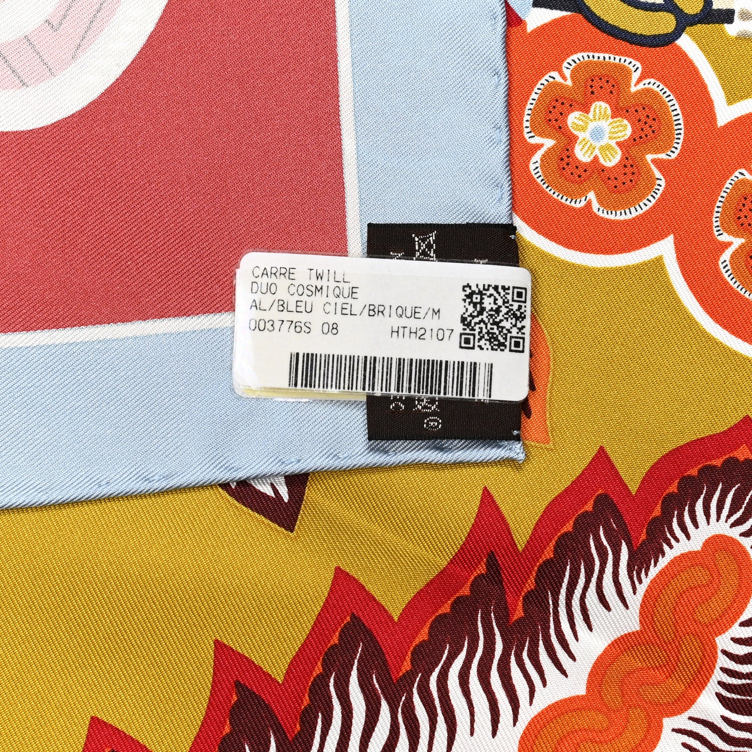 Hermes Silk Twill Duo Cosmique Scarf 90 Bleu Ciel Brique 5 of 5
