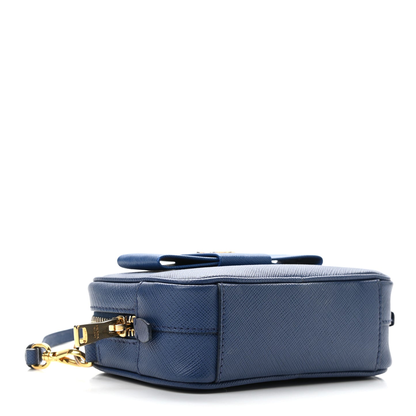 Saffiano Fiocco Bow Camera Crossbody Bag Bluette