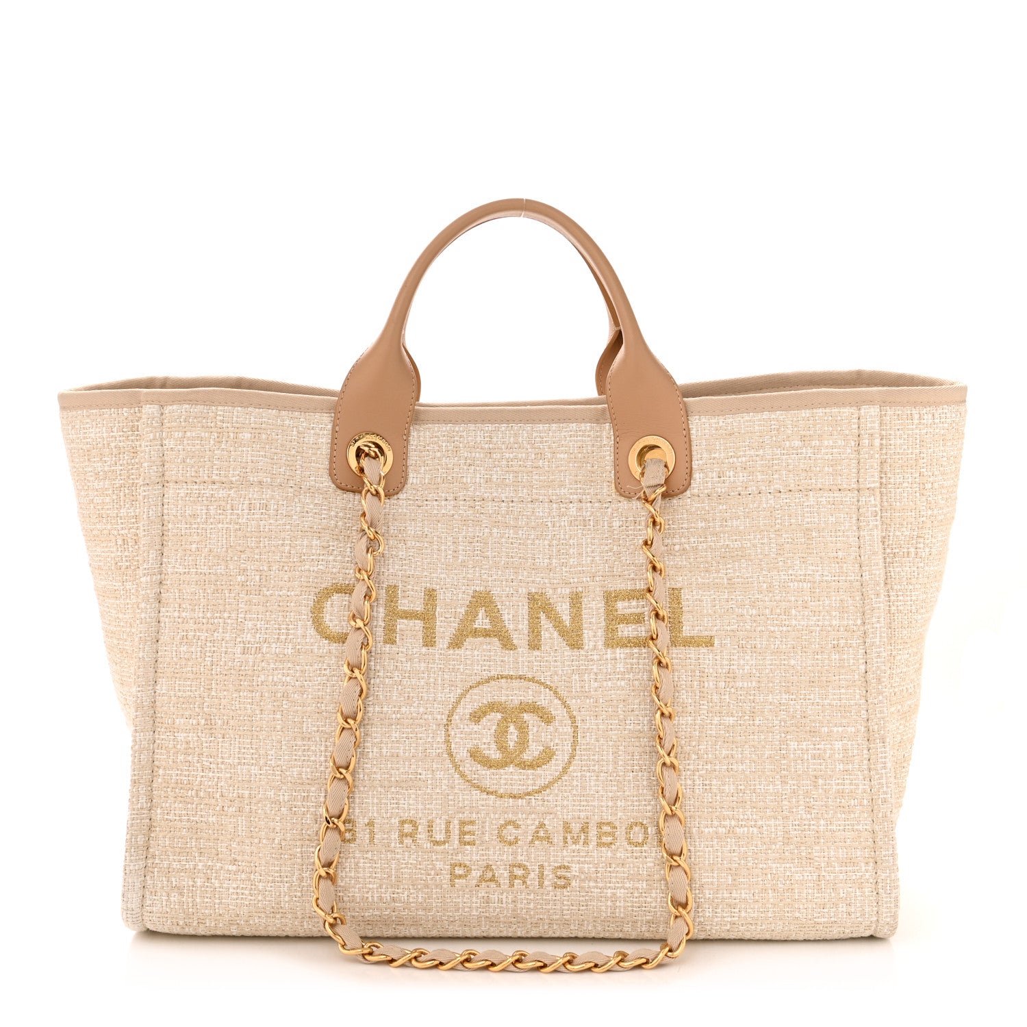 Chanel Canvas Medium Deauville Tote Light Beige 1 of 11