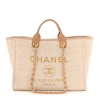 Chanel Canvas Medium Deauville Tote Light Beige 1 of 11
