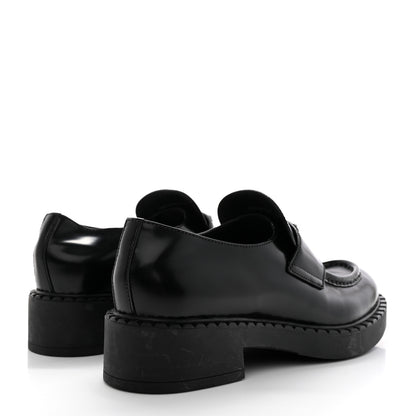 Prada Spazzolato Metal Triangle Logo 50mm Loafers 40 Black 4 of 18