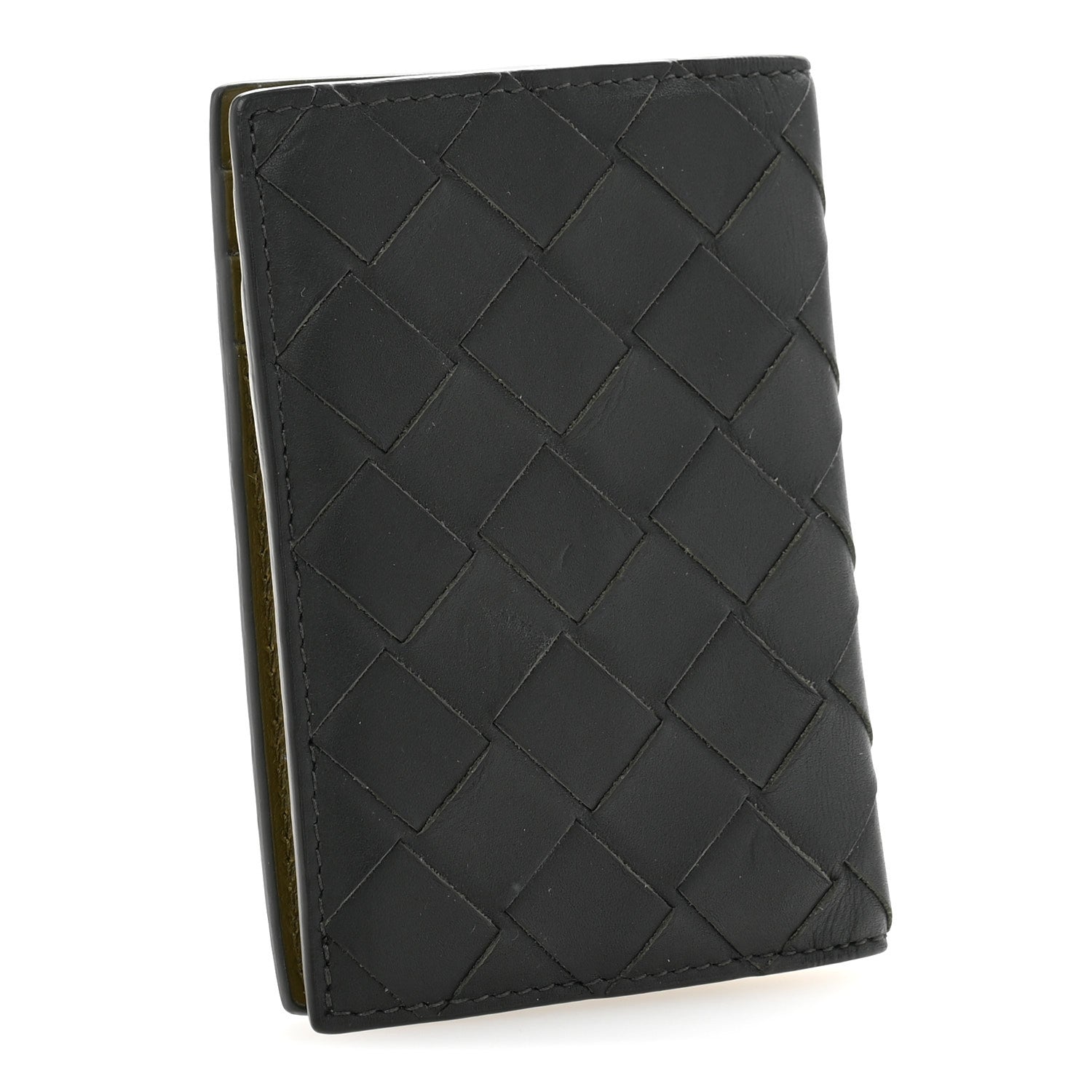 Bottega Veneta Nappa Maxi Intrecciato Bi-Fold Card Holder Kaki Olive Oil 3 of 8