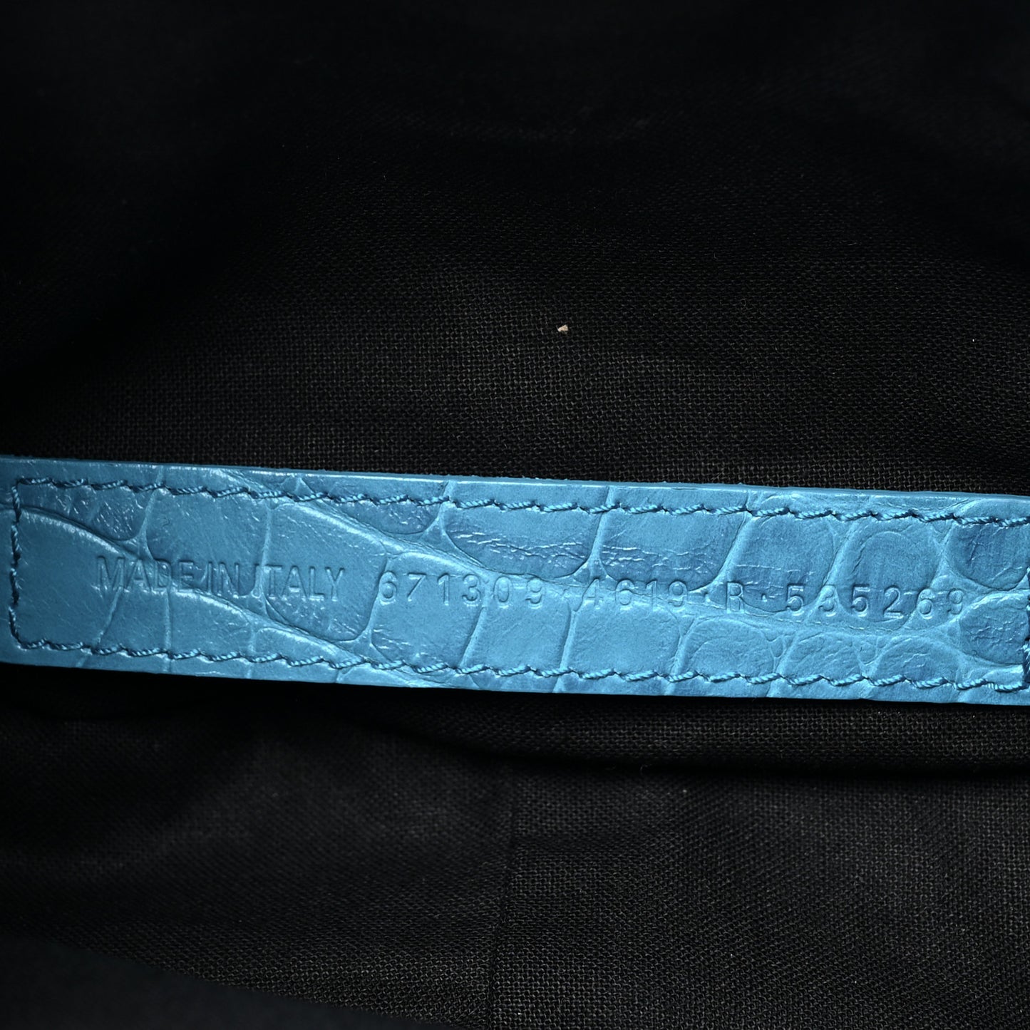 Extra Supple Calfskin Crocodile Embossed Le Cagole Shoulder Bag XS Turquoise