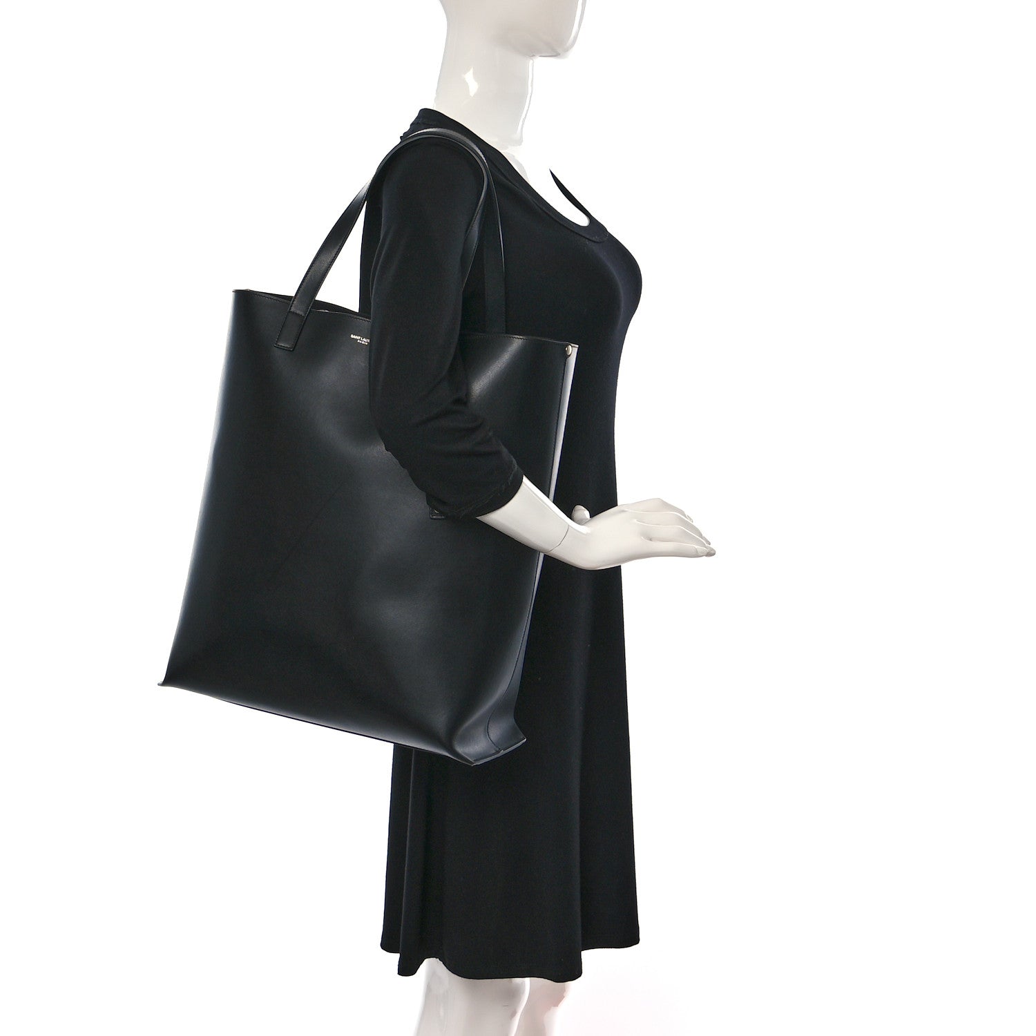 Saint Laurent Calfskin Medium Shopper Tote Black 2 of 13