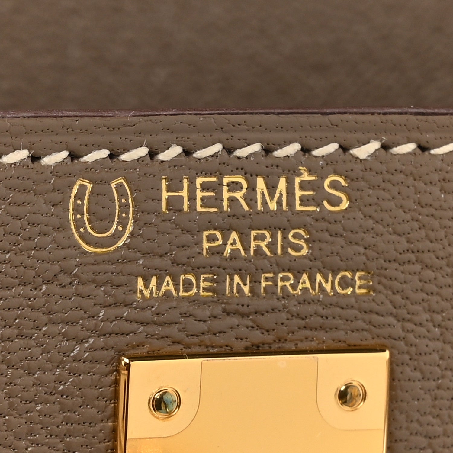Hermes Chevre Mysore Horseshoe Kelly Sellier 25 Gris Asphalte Craie 6 of 12