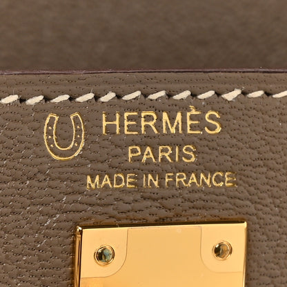 Hermes Chevre Mysore Horseshoe Kelly Sellier 25 Gris Asphalte Craie 6 of 12