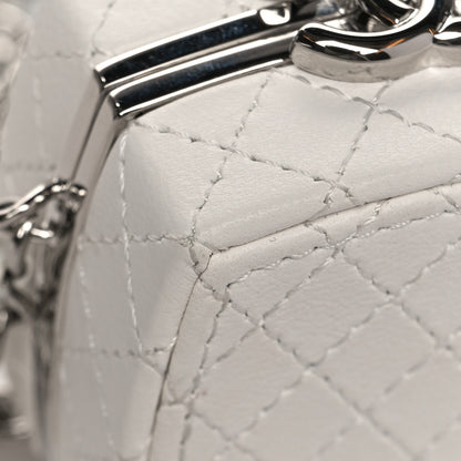 Chanel Patent Goatskin Quilted Clutch With Chain White 5 of 10