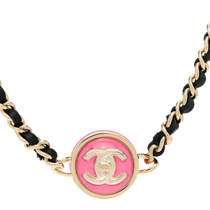 Chanel Metal Lambskin Enamel CC Turnlock Choker Gold Black Pink 4 of 6