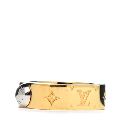 Louis Vuitton Brass Monogram Engraved Nanogram Ring S Gold 3 of 9