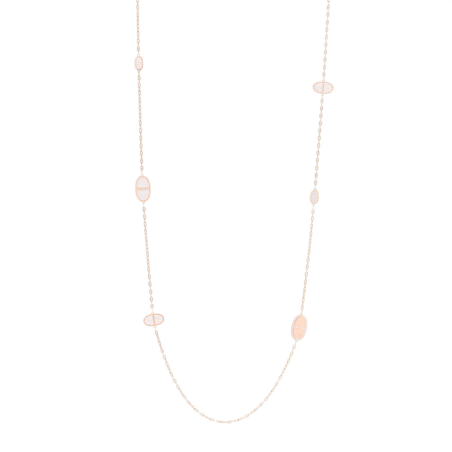 Hermes 18K Rose Gold Diamond Verso Farandole Necklace 1 of 6