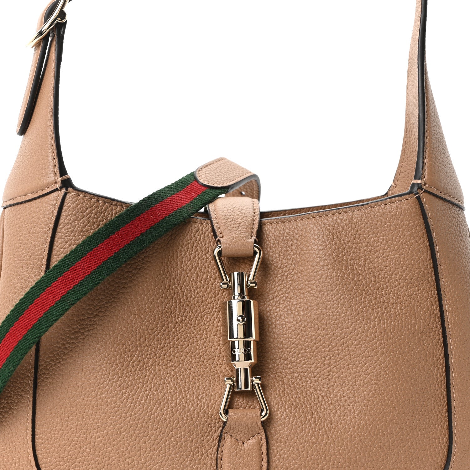 Gucci Grained Calfskin Web Medium Jackie 1961 Hobo Taupe 8 of 10