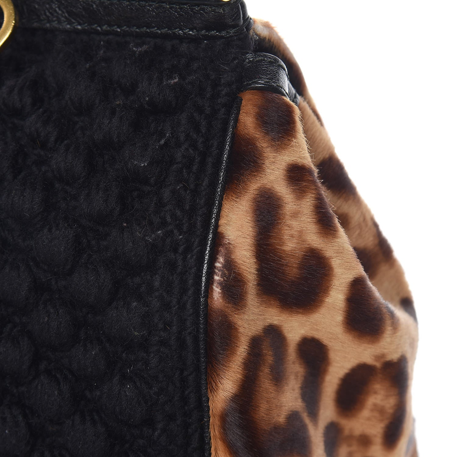 Dolce & Gabbana Calf Hair Leopard Print Knit Miss Sicily Satchel Black Naturale 15 of 20