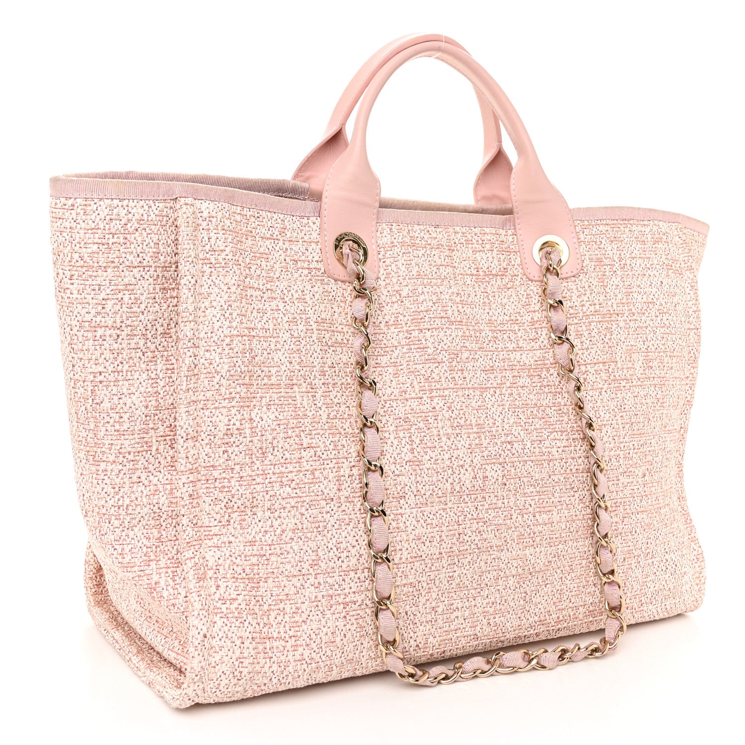 Chanel Lurex Boucle Deauville Medium Tote Pink 3 of 10