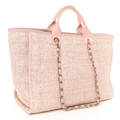 Chanel Lurex Boucle Deauville Medium Tote Pink 3 of 10